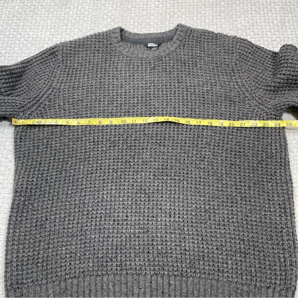 Men's Eddie Bauer Thick Chunky Fisherman’s Style Crewneck Sweater Gray Large - Picture 12 of 14